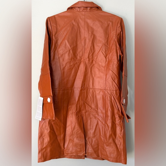 Chadwicks Genuine Leather Coat Chestnut Brown Vintage Inspired Size 6 Petite NWT - Picture 7 of 9